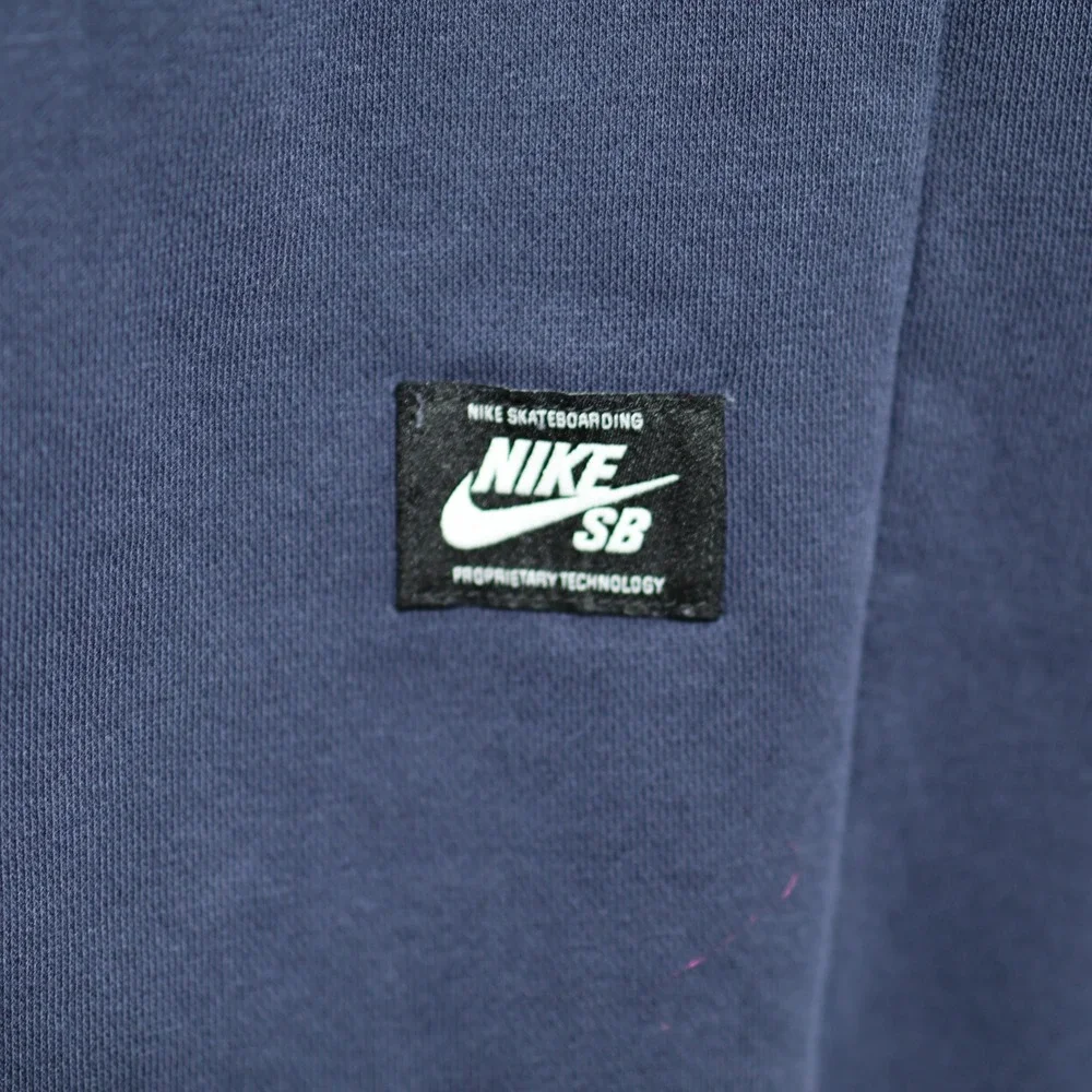 Nike SB Hoodie Mens Medium Navy Blue Orange Skater Casual Athletic AJ9733-451